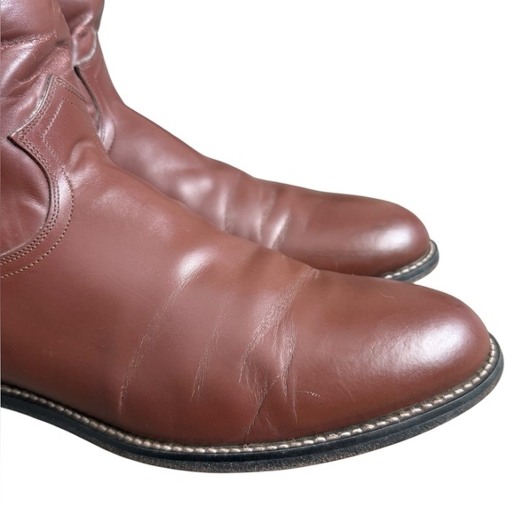 Justin Boots Classic Roper Men Size 11 D 3404 Brown Leather Western Cowboy Pull - Picture 17 of 17